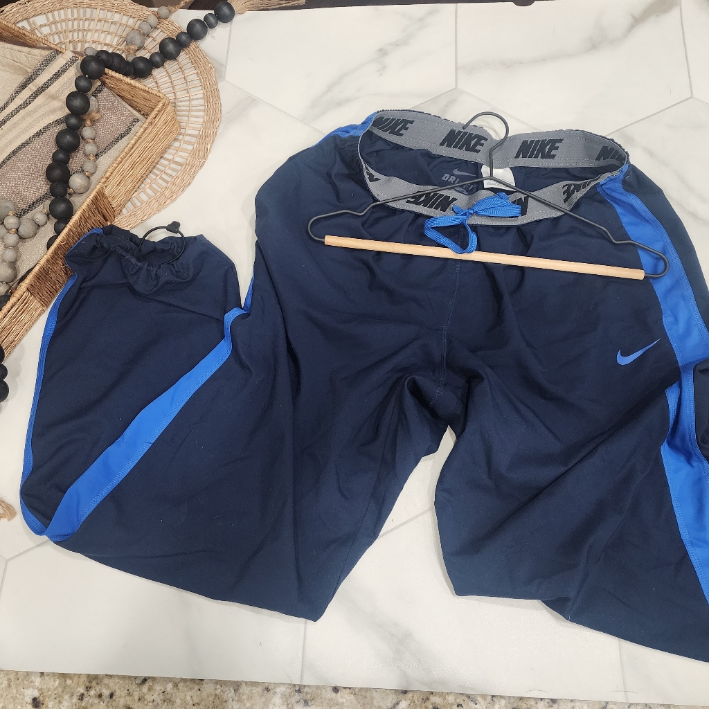 Nike Streetwear Vintage Navy & Bright Blue Y2k Nylon Track Pants Size Large